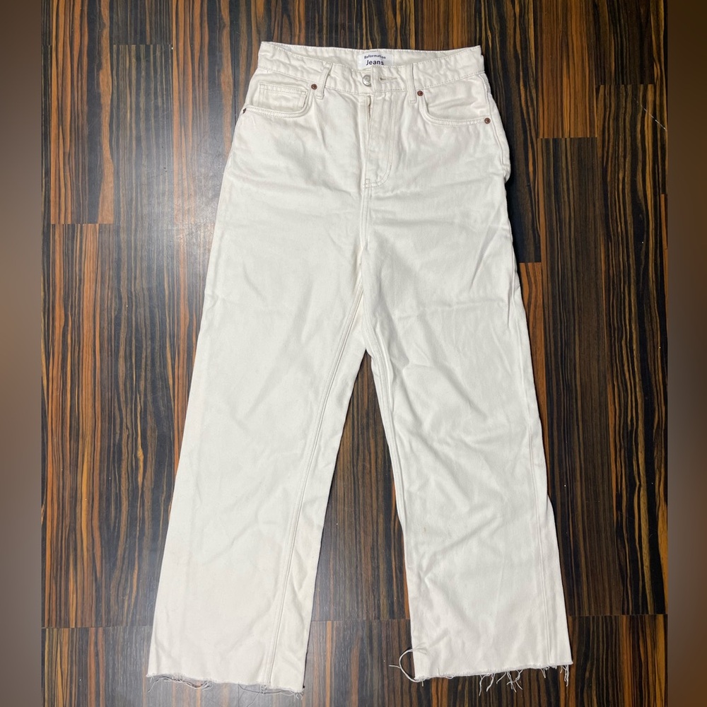 Reformation Jeans Wilder High Rise Wide Leg Cropped Jeans Size 27